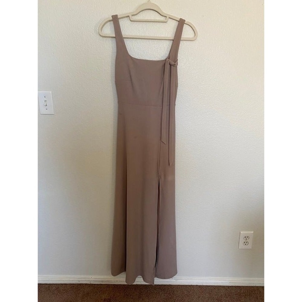 BIRDY GREY Alex Convertible Taupe thigh high side slit dress Size XS